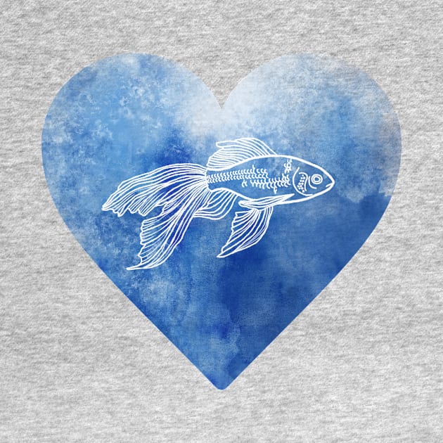 Fish in blue heart by ewdondoxja